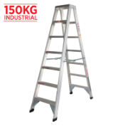 Ladder Step Double 2.1m 150kg Aluminium Industrial 7ft Double Sided As/Nzs1892.1:1996