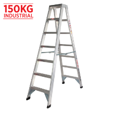  Ladder Step Double 2.1m 150kg Aluminium Industrial 7ft Double Sided As/Nzs1892.1:1996