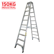 Ladder Step Double 3.0m 150kg Aluminium Industrial 10ft Double Sided As/Nzs1892:1:1996