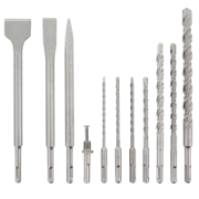 Drill & Chisel Set 11 Pc With 5 6 6.5 8 10 12 &16mm bits 3 Chisels & Chuck Adaptor