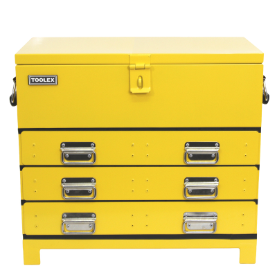 Truck Box Steel 705 x 405 x 635 Yellow Heavy Duty 3 Drawer 4 Tray