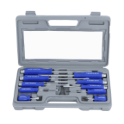 Screwdriver 10 Piece Set Flat & Phillips Head Go Thru Handle Magnetised Tips Chrome Blades
