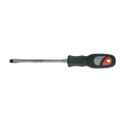 Screwdriver 100mm x 8mm Flat Blade Magentised Chrome Round Thru Tang Rubber Grip Handle