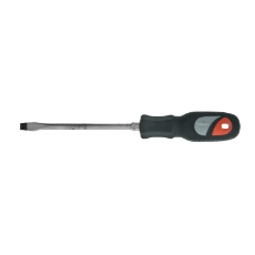  Screwdriver 100mm x 8mm Flat Blade Magentised Chrome Round Thru Tang Rubber Grip Handle