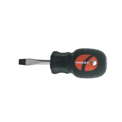 Screwdriver 38mm x 6mm Flat Blade Magentised Chrome Round Thru Tang Rubber Grip Handle