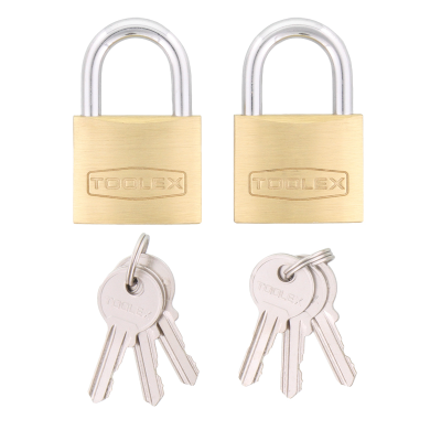 Padlock 40mm x 6.2mm twin pack Brass Hardened Shackle with Rust Proof Locking Mechanism