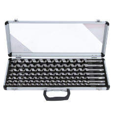  Wood Auger Bits Set 7PCE Metric 450MM Long 10MM -25MM In Aluminium Case