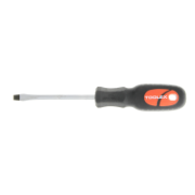 Screwdriver 100mm x 6mm Flat Blade Magentised Chrome Round Thru Tang Rubber Grip Handle
