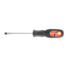  Screwdriver 100mm x 6mm Flat Blade Magentised Chrome Round Thru Tang Rubber Grip Handle