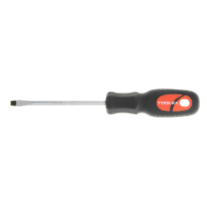  Screwdriver 100mm x 5mm Flat Blade Magentised Chrome Round Thru Tang Rubber Grip Handle