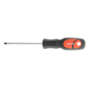 Screwdriver 75mm x 3.2mm Flat Blade Magentised Chrome Round Thru Tang Rubber Grip Handle