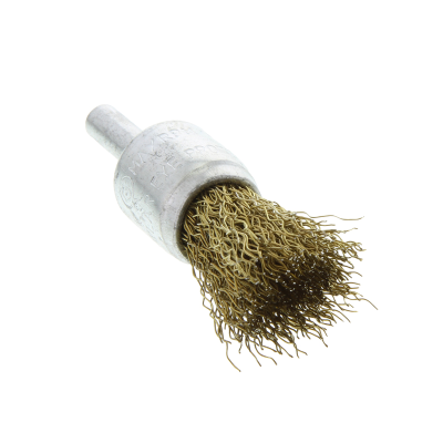 End brush brass coated crimped 19x45x25, shank 1/4