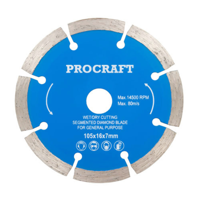 Diamond Blade 105mm Segmented 16mm Bore 7mm diamond segment