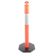 Traffic Bollard 110cm 8Kg Rubber Base Orange 250mm Reflective Tape