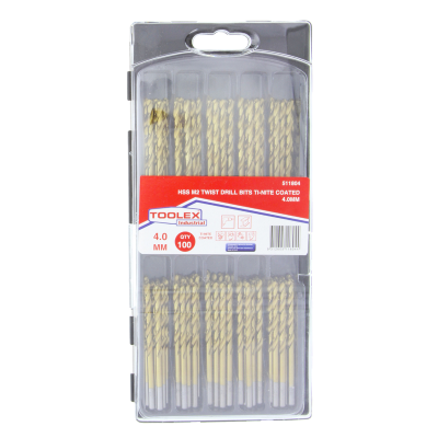 HSS Twist Drill Bit 4.0mm 100P Ti-Nite Coated W9 Material Pack Of 100