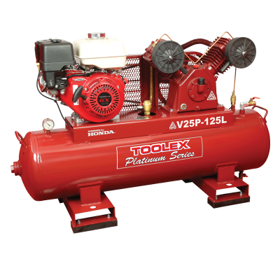 Air Compressor V25P-125L 9 Hp Petrol Honda Engine 125L Tank Fusheng Pump VA80 145Psi