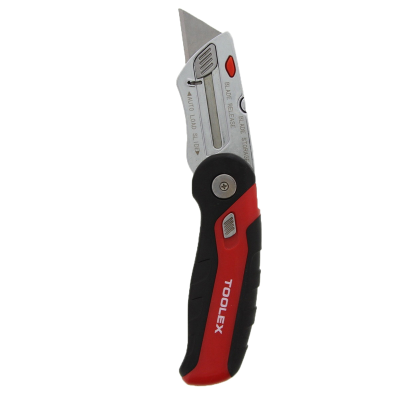 Folding Utility Knife Heavy Duty With 2 Spare Blade  Compartment & Quick Release B