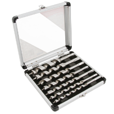  Wood Auger Bits Set 7PCE Metric 200MM Long 10MM -25MM In Aluminium Case
