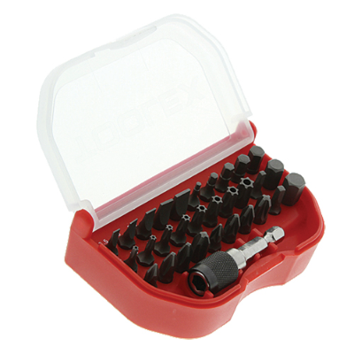 Power Bit Set 31 Pc Industrial Red Plastic Case 20 Sets In Toolex Counter Cart