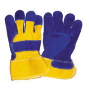 Glove Leather Palm Blue/Yellow Blue Leather/Yellow Cotton