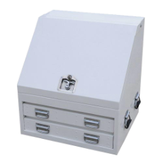  Truck Box Steel 700 x 600 x 750 White Two Drawer Angled Gas Struts