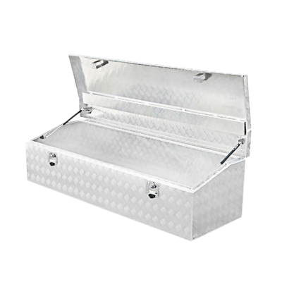 Tool Box Aluminium 1770 x 600 x 500 Angled Checker Plate Gas Struts Two Locks