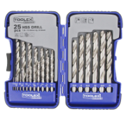 HSS 25Piece M2 Fully Ground Metric Twist Drill Set 1MM-13M 0.5MM Incr In Plastic Case GRE