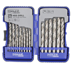  HSS 25Piece M2 Fully Ground Metric Twist Drill Set 1MM-13M 0.5MM Incr In Plastic Case GRE