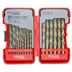  HSS M35 Cobalt Metric Drill Set 25 Piece 1.0MM-13MM In 0.5  Plastic Case Fully Ground
