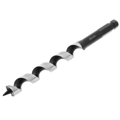 Wood Auger Bit 16MM X 190MM Ship Auger Long Hex Shank HSS In Plastic Pouch