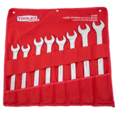  Spanner Combination 8 Piece Set: 24mm-34mm Metric Ring & Open End Jumbo with Pouch