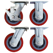 Castor Wheel Set 125mm x 50mm Suit Tool Box 2 Fixed Wheels & 2 Swivel 1 With Brake 4PC Site