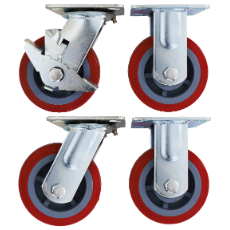 Castor Wheel Set 125mm x 50mm Suit Tool Box 2 Fixed Wheels & 2 Swivel 1 With Brake 4PC Site