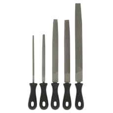  Hand File Set 5 Piece: Slim Taper, Mill, Flat, Half Round, Round with Handle