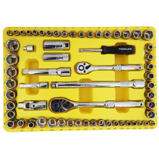  Socket Set 1/4,3/8,1/2Dr 62Pc Plastic Case