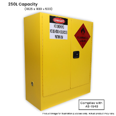  Flammable Storage Cabinet 250L 3 Shelves 1825x1100x500mm Complies AS1940 180KG