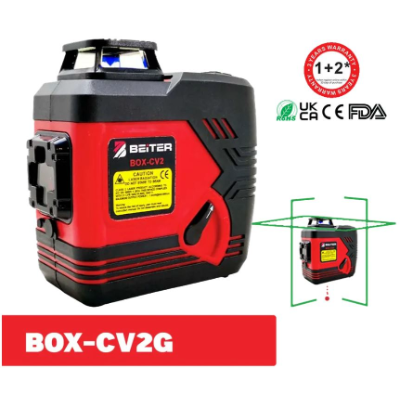 Laser Level 360 + 2 Ver Green Beams Pro Pack With Li-ion Rech Battery & AA Batt Beiter