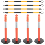 Safety Enclosure 1400x1400 expands to 2400x2400 4xBars 4 x110cm Bollards reflective