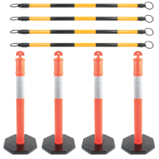 Safety Enclosure 1400x1400 expands to 2400x2400 4xBars 4 x110cm Bollards reflective